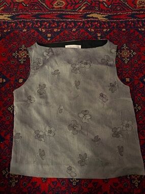 Valerie Stevens Slate Gray Floral Sleeveless Camisole